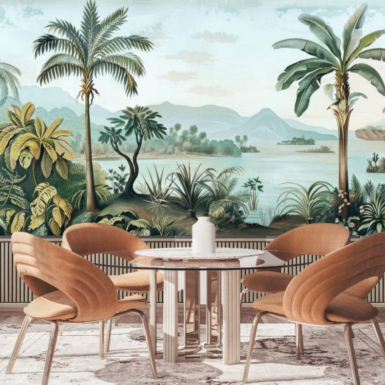 BLEU TROPICAL/ Turquoise - Papier Peint